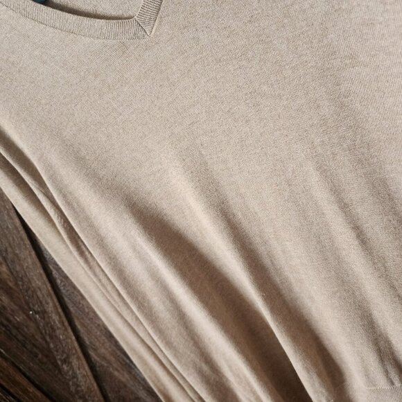 Men's Banana Republic‎ V-Neck Tan Sweater Silk Cotton Cashmere Blend Size XL EUC - Picture 3 of 9